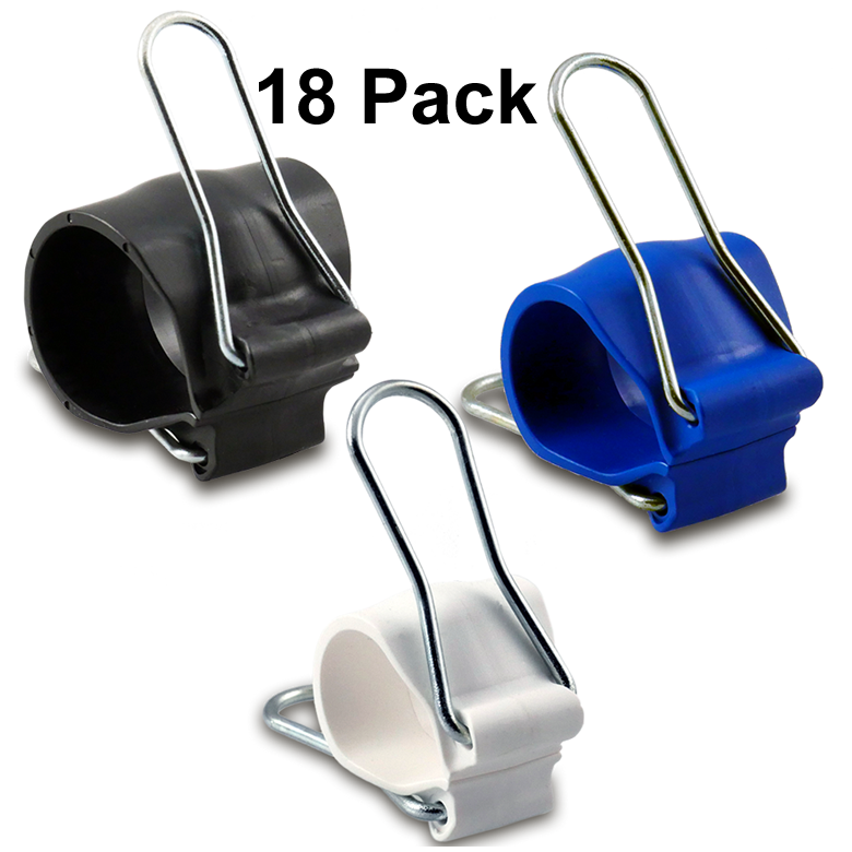 18 Pack Cable Management Clips: Versatile Reusable Cord Holders for Christmas Lights, Holiday Decor, and Outdoor String Lights - 18 Pack (6 Small White, 6 Medium Blue, 6 Large Black)