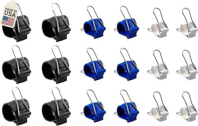18 Pack Cable Management Clips: Versatile Reusable Cord Holders for Christmas Lights, Holiday Decor, and Outdoor String Lights - 18 Pack (6 Small White, 6 Medium Blue, 6 Large Black)