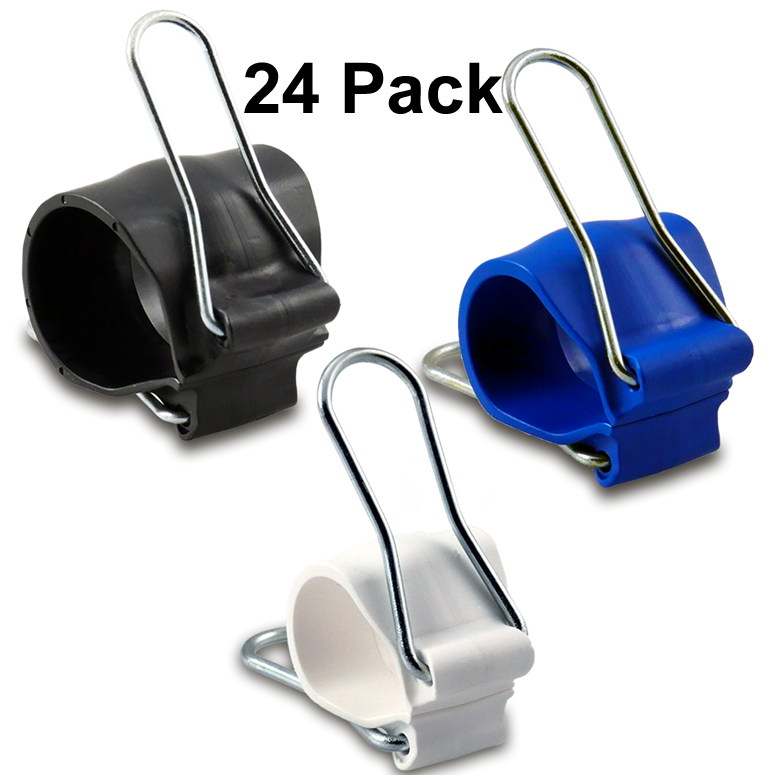 24 Pack Cable Management Clips: Versatile Reusable Cord Holders for Christmas Lights, Holiday Decor, and Outdoor String Lights - 24 Pack (8 Small White, 8 Medium Blue, 8 Large Black)