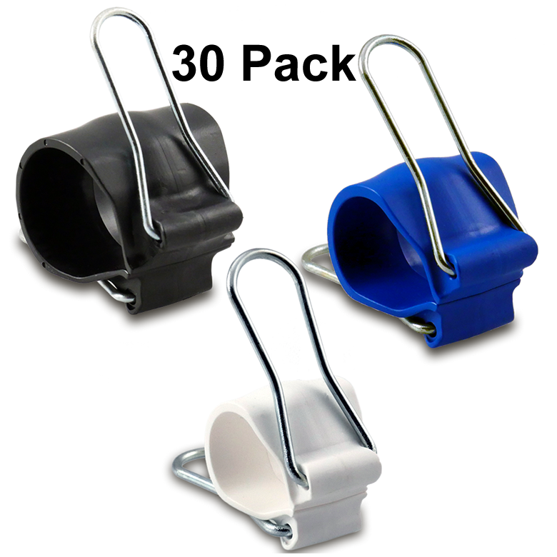 30 Pack Cable Management Clips – Reusable, Versatile Cord Holders for Outdoor String Lights & Décor - 30 Pack (10 Small White, 10 Medium Blue, 10 Large Black)