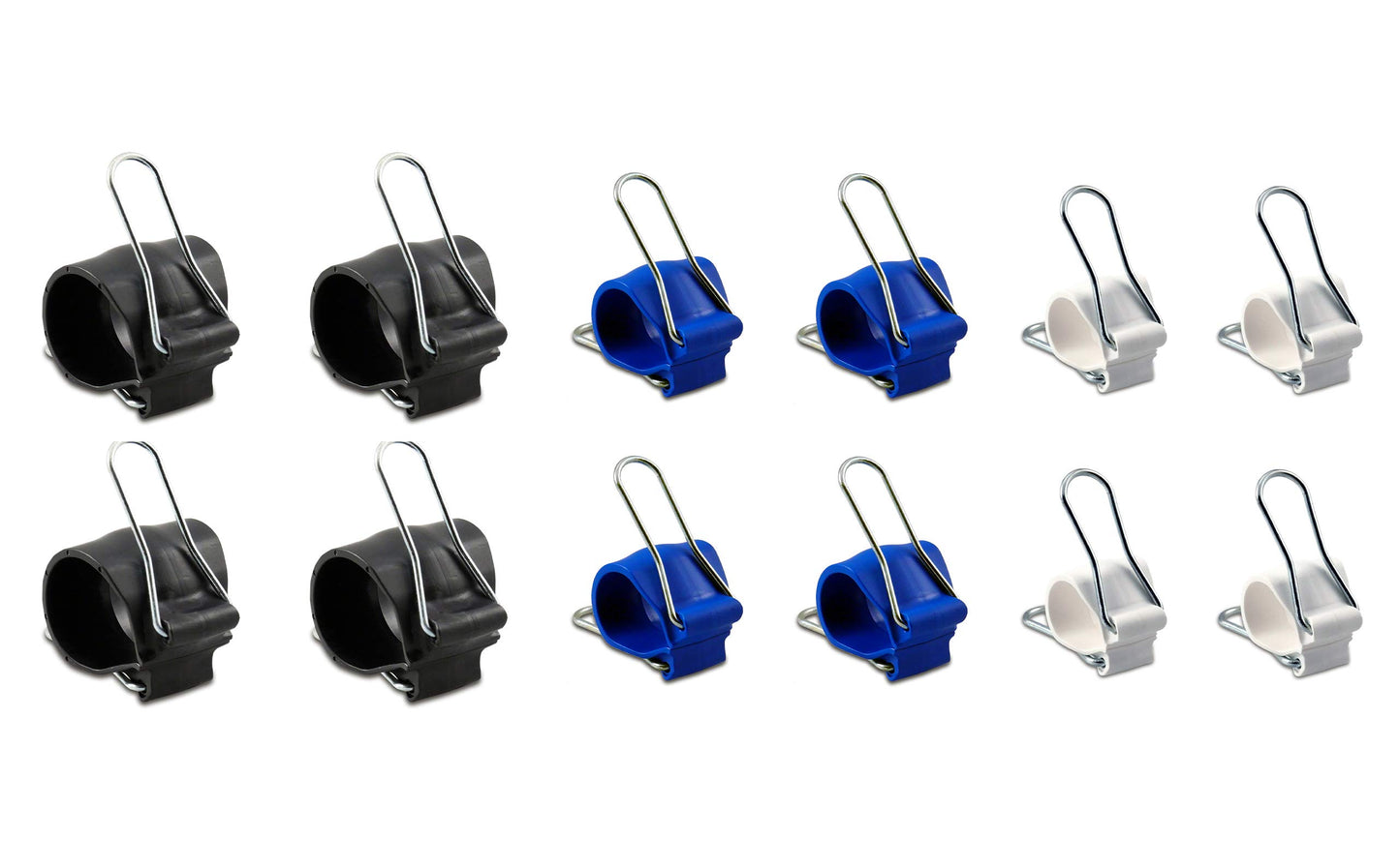 12 Pack Cable Management Clips: Versatile Reusable Cord Holders for Christmas Lights, Holiday Decor, and Outdoor String Lights - 12 Pack (4 Small White, 4 Medium Blue, 4 Large Black)