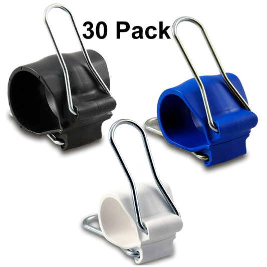 30 Pack Cable Management Clips – Reusable, Versatile Cord Holders for Outdoor String Lights & Décor - 30 Pack (10 Small White, 10 Medium Blue, 10 Large Black)